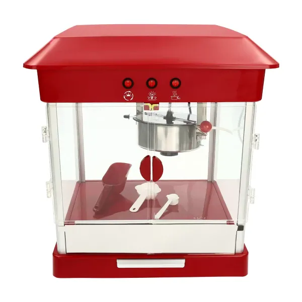Popcornmachine Professionele Popcorn in RVS Pot Maïsplukker 800W 220V Rood