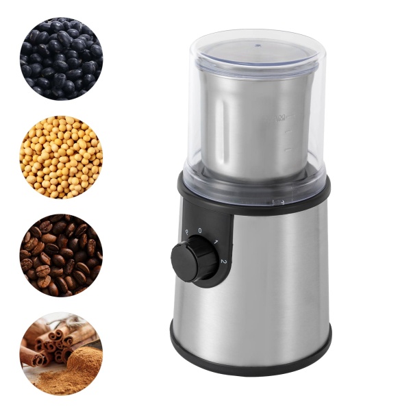Elektrische koffiemolen, 350 W kruidenmolen, 80 g capaciteit, roestvrij staal voor koffiebonen, lijnzaad, noten, specerijen, granen Elektrische koffiemolen, 350 W kruidenmolen, 80 g capaciteit, roestvrij staal voor koffiebonen, lijnzaad, noten, specerijen, granen