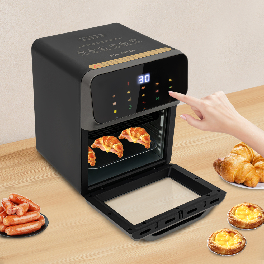 Elektrische oven met LCD-touchscreen, oven met visuele functie, elektrische oven, zwart