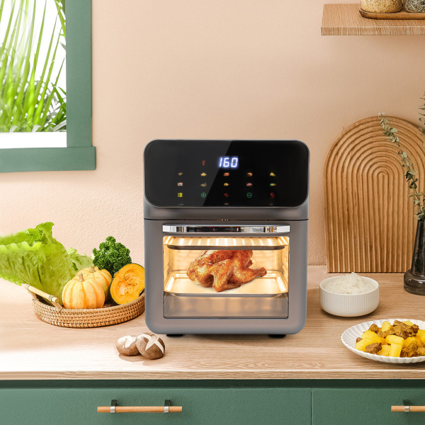 Elektrische oven met LCD-touchscreen, oven met visuele functie, elektrische oven, zwart Elektrische oven met LCD-touchscreen, oven met visuele functie, elektrische oven, zwart