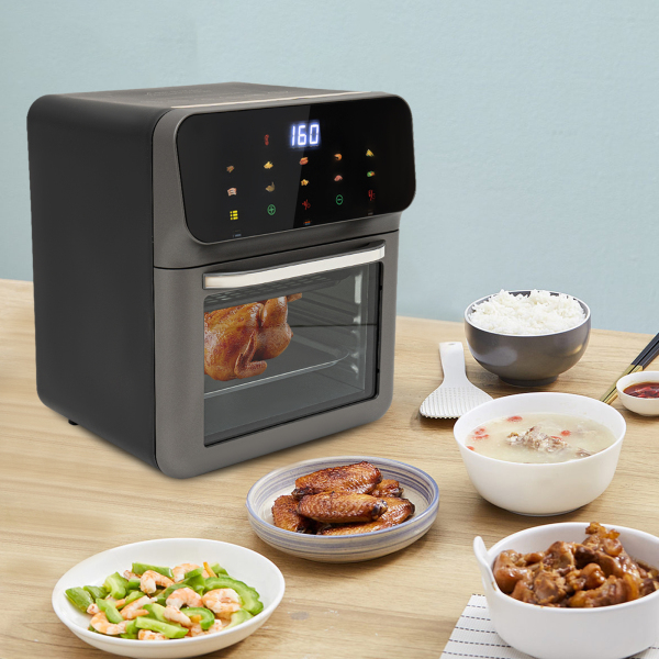 Elektrische oven met LCD-touchscreen, oven met visuele functie, elektrische oven, zwart Elektrische oven met LCD-touchscreen, oven met visuele functie, elektrische oven, zwart