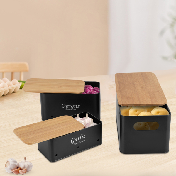 Container Sets, Uien / Aardappel / Knoflook opslag organisator, 3Pcs Opbergdoos