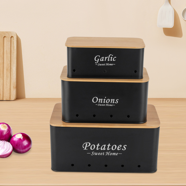 Container Sets, Uien / Aardappel / Knoflook opslag organisator, 3Pcs Opbergdoos Container Sets, Uien / Aardappel / Knoflook opslag organisator, 3Pcs Opbergdoos