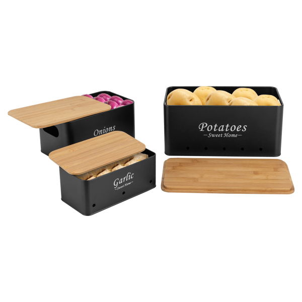 Container Sets, Uien / Aardappel / Knoflook opslag organisator, 3Pcs Opbergdoos Container Sets, Uien / Aardappel / Knoflook opslag organisator, 3Pcs Opbergdoos