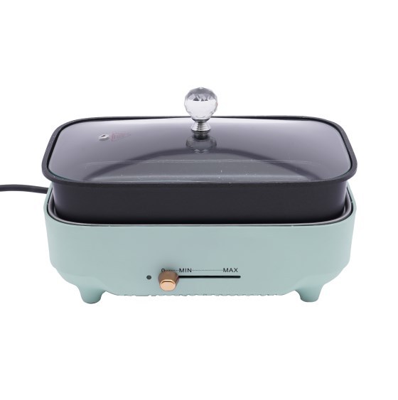 3-in-1 elektrische koekenpan, elektrische koekenpan met antiaanbaklaag, plaat en glazen deksel, instelbare temperatuur, 800 W