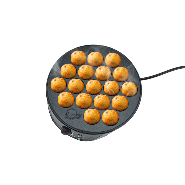 Takoyaki Maker 750W, 18-gaats elektrische takoyaki balmachine, gegrilde takoyaki grillpan, zwart