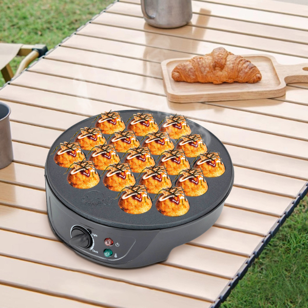 Takoyaki Maker 750W, 18-gaats elektrische takoyaki balmachine, gegrilde takoyaki grillpan, zwart