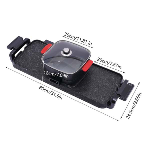 Barbecue Hot Pot 2 in 1, Koreaanse binnenbarbecue, Shabu Shabu met dubbele bediening, Hot Pot met grill, multifunctioneel rookloos draagbaar fornuis Barbecue Hot Pot 2 in 1, Koreaanse binnenbarbecue, Shabu Shabu met dubbele bediening, Hot Pot met grill, multifunctioneel rookloos draagbaar fornuis