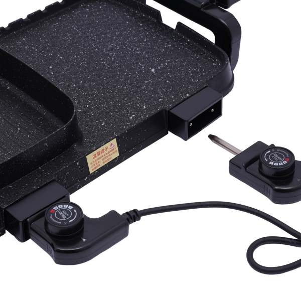 Barbecue Hot Pot 2 in 1, Koreaanse binnenbarbecue, Shabu Shabu met dubbele bediening, Hot Pot met grill, multifunctioneel rookloos draagbaar fornuis