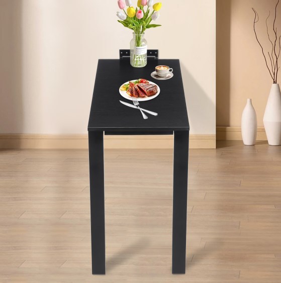 Opvouwbare eettafel van 75 * 40 cm, klaptafel aan de muur, zwart Opvouwbare eettafel van 75 * 40 cm, klaptafel aan de muur, zwart