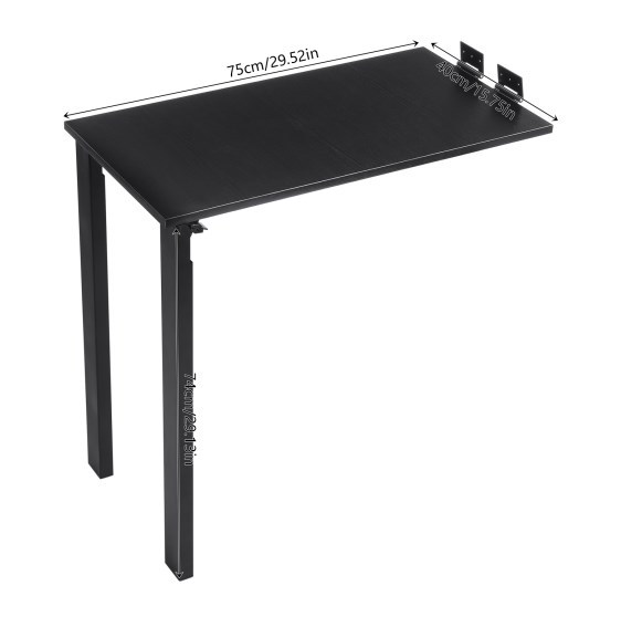 Opvouwbare eettafel van 75 * 40 cm, klaptafel aan de muur, zwart