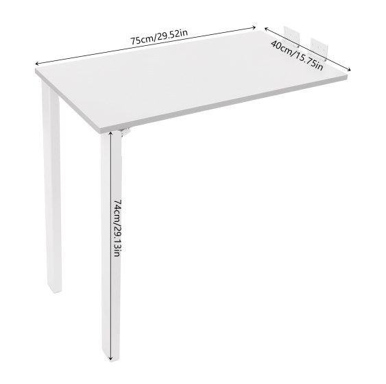 Opvouwbare eettafel van 75 * 40 cm, klaptafel aan de muur, wit Opvouwbare eettafel van 75 * 40 cm, klaptafel aan de muur, wit