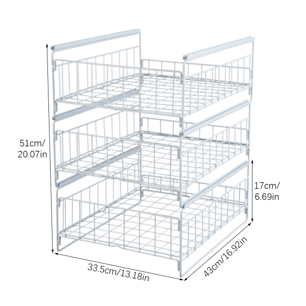 Uittrekbare plank, Uittrekbare organiser, Keukenlade, Draagvermogen: 20kg, 33.5*43*51cm, Wit Uittrekbare plank, Uittrekbare organiser, Keukenlade, Draagvermogen: 20kg, 33.5*43*51cm, Wit