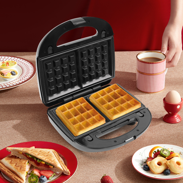 3-in-1 Sandwich-wafelmaker Geschikt voor het bakken van pannenkoeken Muffins Wafels Sandwiches Donuts 9,45*9,45*3,54 in roestvrij staal 750W 3-in-1 Sandwich-wafelmaker Geschikt voor het bakken van pannenkoeken Muffins Wafels Sandwiches Donuts 9,45*9,45*3,54 in roestvrij staal 750W