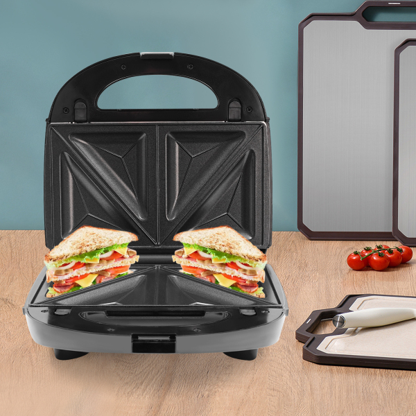 3-in-1 Sandwich-wafelmaker Geschikt voor het bakken van pannenkoeken Muffins Wafels Sandwiches Donuts 9,45*9,45*3,54 in roestvrij staal 750W