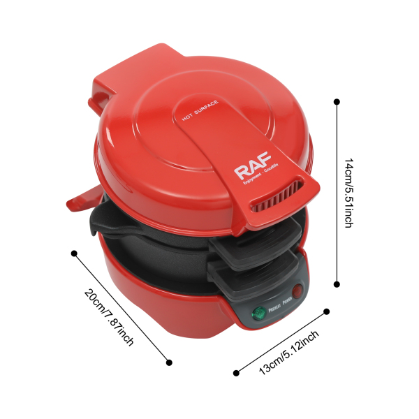 Draagbare grillmachine, elektrische hamburgermaker, elektrische hamburgerpers - rood