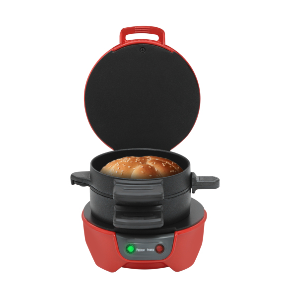 Draagbare grillmachine, elektrische hamburgermaker, elektrische hamburgerpers - rood
