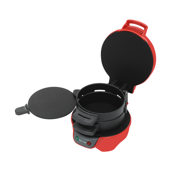 Draagbare grillmachine, elektrische hamburgermaker, elektrische hamburgerpers - rood
