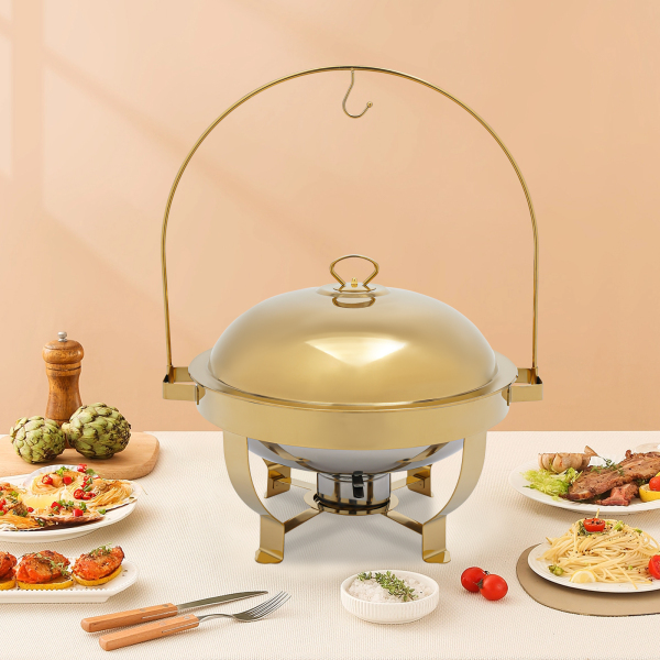Gold Chafing Dish Buffet Set Buffet Servers en Warmers Set Ronde Chafers en Buffet Warmers Sets Gebruikt In Hotels Cafetaria's Restaurants Gold Chafing Dish Buffet Set Buffet Servers en Warmers Set Ronde Chafers en Buffet Warmers Sets Gebruikt In Hotels Cafetaria's Restaurants