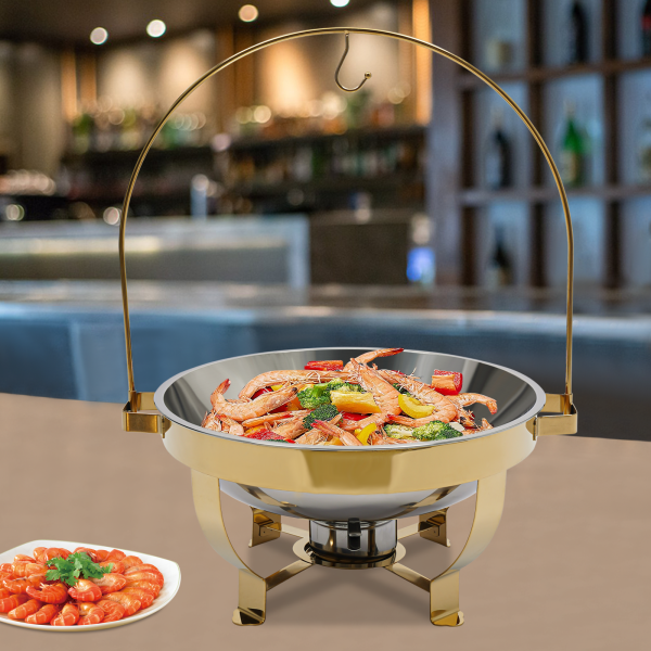 Gold Chafing Dish Buffet Set Buffet Servers en Warmers Set Ronde Chafers en Buffet Warmers Sets Gebruikt In Hotels Cafetaria's Restaurants