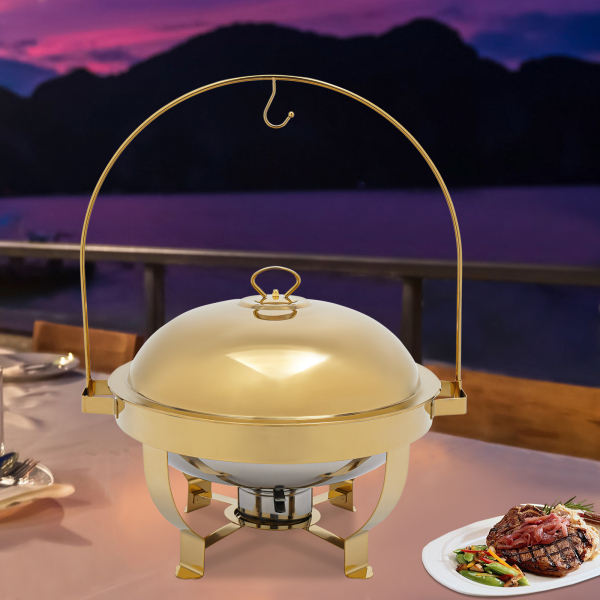Gold Chafing Dish Buffet Set Buffet Servers en Warmers Set Ronde Chafers en Buffet Warmers Sets Gebruikt In Hotels Cafetaria's Restaurants