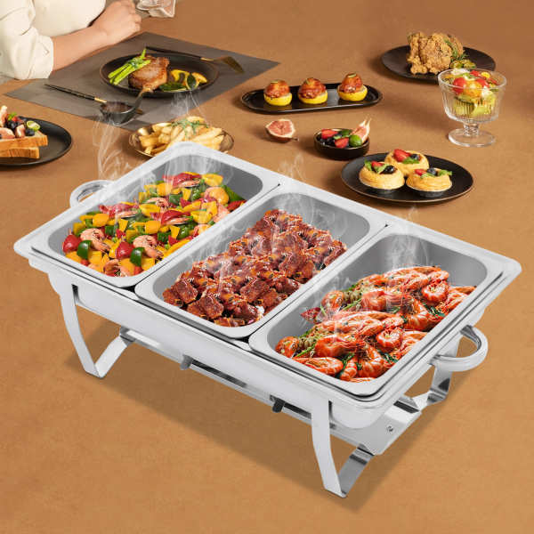 Set van 3 ovenschalen 9 l - 3 roestvrijstalen warmhoudcontainers