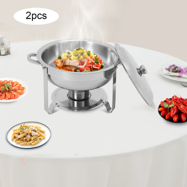 4,5L 2-delige Chafing Dish Buffetset, Chafing Dish Set, Buffet Gerechten Warmhoudset - Zilver