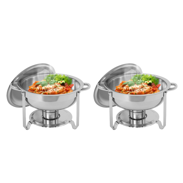 4,5L 2-delige Chafing Dish Buffetset, Chafing Dish Set, Buffet Gerechten Warmhoudset - Zilver