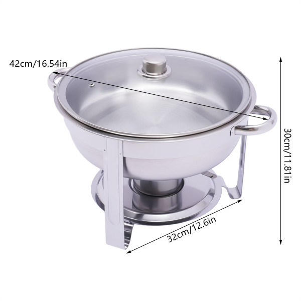 3,5L roestvrijstalen ronde vaatwasser buffetwarmerset met deksel voedselverwarmer 42 * 30 cm