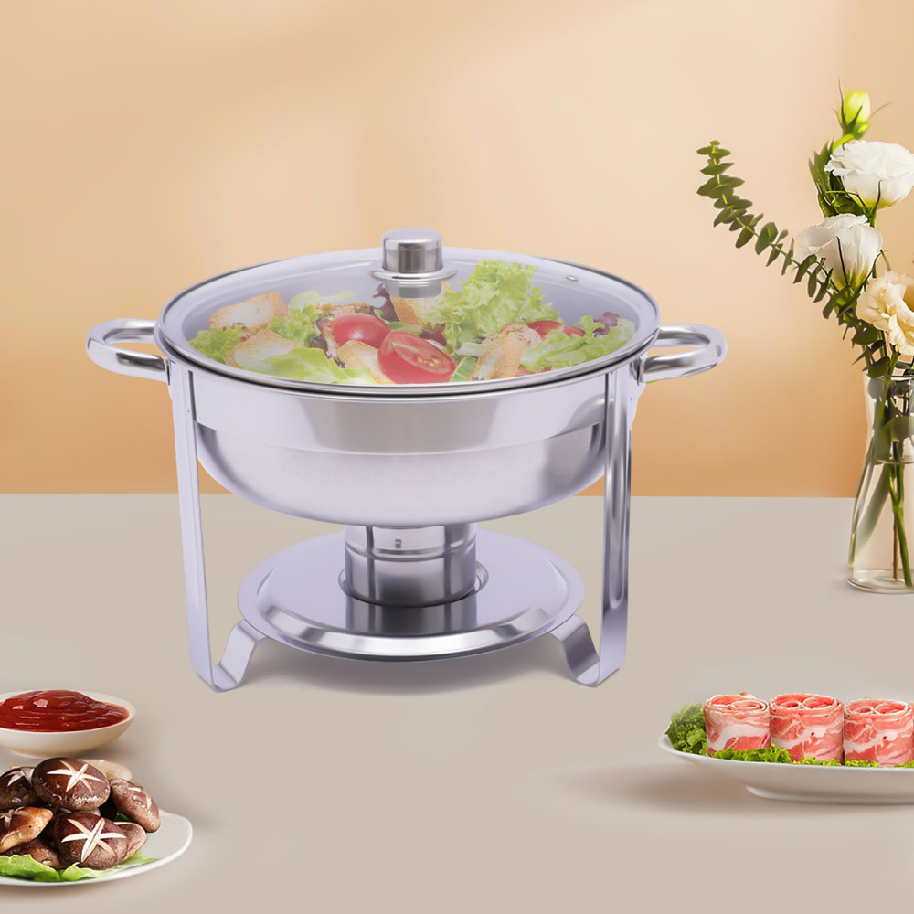 3,5L roestvrijstalen ronde vaatwasser buffetwarmerset met deksel voedselverwarmer 42 * 30 cm