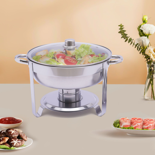 3,5L roestvrijstalen ronde vaatwasser buffetwarmerset met deksel voedselverwarmer 42 * 30 cm