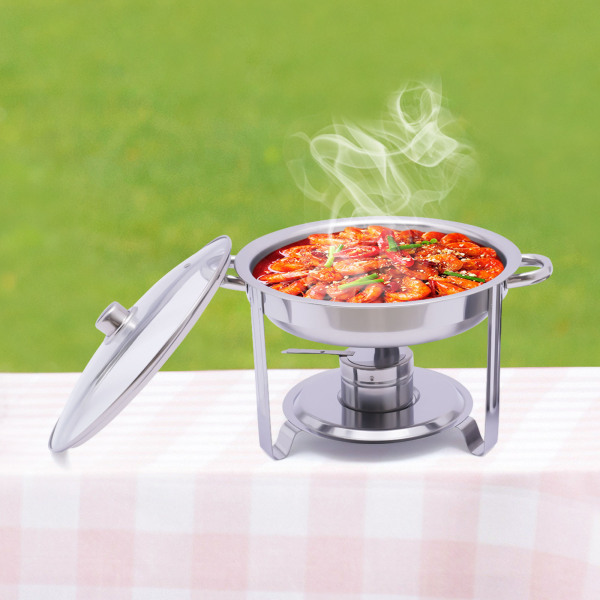 3,5L roestvrijstalen ronde vaatwasser buffetwarmerset met deksel voedselverwarmer 42 * 30 cm
