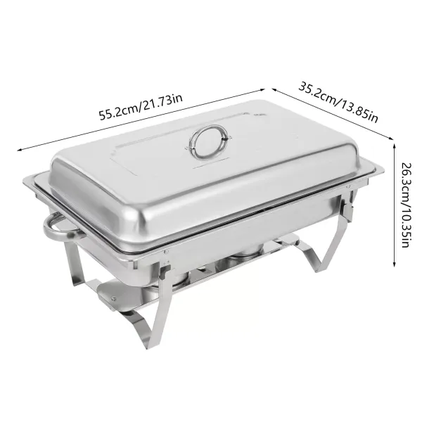 Roestvrijstalen buffetset met inklapbaar frame, 4,76 liter (elk), zilver