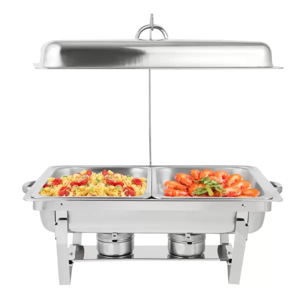 Roestvrijstalen buffetset met inklapbaar frame, 4,76 liter (elk), zilver