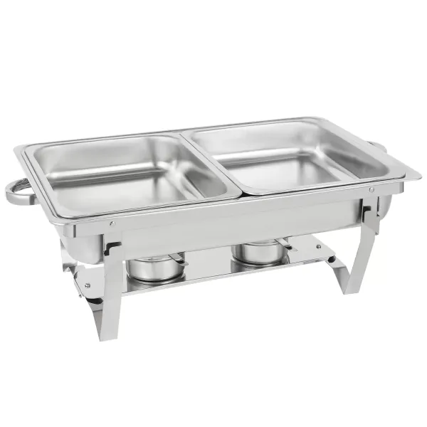 Roestvrijstalen buffetset met inklapbaar frame, 4,76 liter (elk), zilver