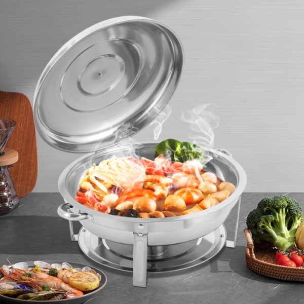 9L ronde roestvrijstalen plafondkoker voor buffetfeestcatering, zilver 59 x 30 cm