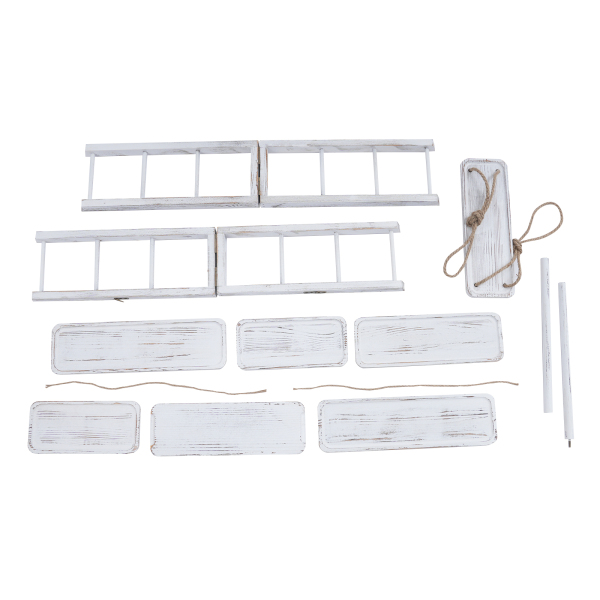 3-delige serveerladderstandaard, tafeldisplayset met verwijderbare trays, 3-laags cupcakestandaard - wit