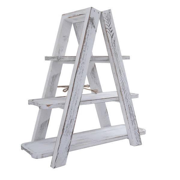 3-delige serveerladderstandaard, tafeldisplayset met verwijderbare trays, 3-laags cupcakestandaard - wit 3-delige serveerladderstandaard, tafeldisplayset met verwijderbare trays, 3-laags cupcakestandaard - wit