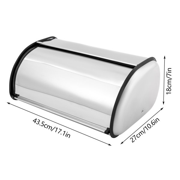 17,1 * 10,6 * 7 inch roestvrijstalen brooddoos, broodbak, broodopslagcontainer voor hotels, pensions, eetkamers