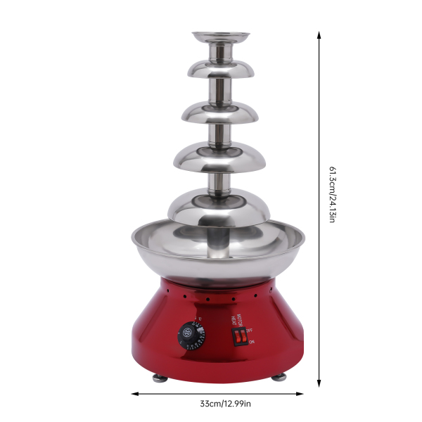 Chocolade Fontein Commerciële Hete Chocolade Fondue Toren 5 Tier 7 lb Grote Capaciteit Roestvrij Staal Chocolade Smeltende Verwarmingsmachine