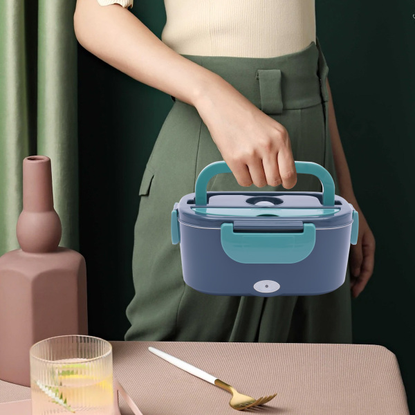 3-in-1 elektrische lunchbox, thermische lunchbox, 1,5 liter, draagbare voedselverwarmer met 2 compartimenten