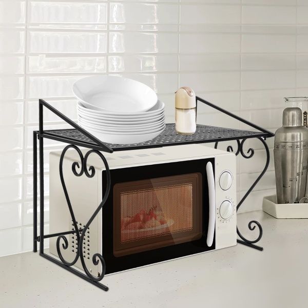 Magnetronplank, 2-laags ovenkeukenplank, stabiel metalen frame, magnetronplank 55x36x43cm