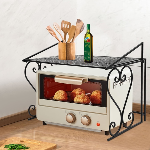 Magnetronplank, 2-laags ovenkeukenplank, stabiel metalen frame, magnetronplank 55x36x43cm