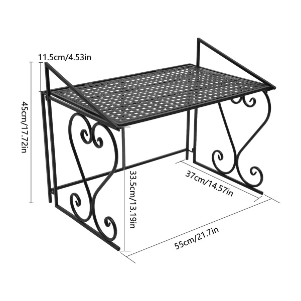 Magnetronplank, 2-laags ovenkeukenplank, stabiel metalen frame, magnetronplank 55x36x43cm