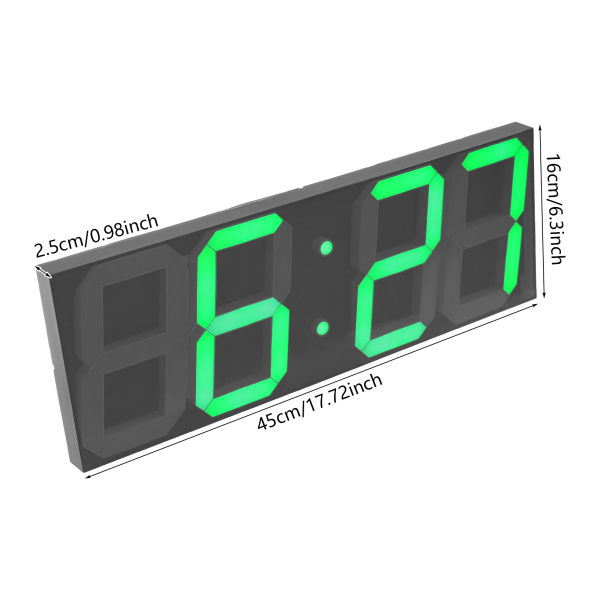 LED Digitale Klok, LED Wandklok, LED Digitale Klok met Afstandsbediening voor Woonkamers, Kantoren - Blauw Lettertype
