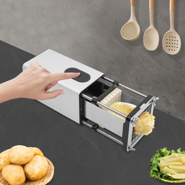 Frietsnijder, elektrische aardappelsnijder, elektrische frietsnijder(Zilver)