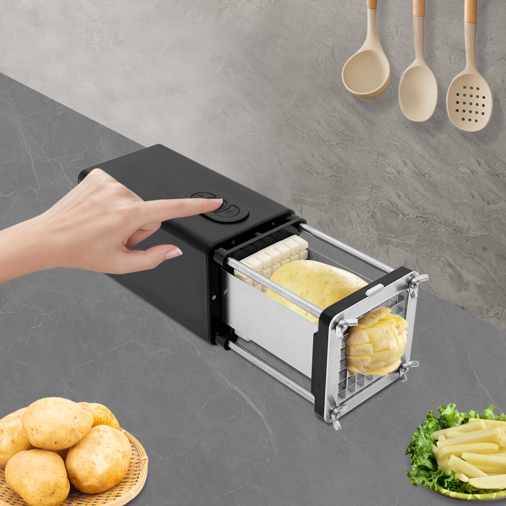 Frietsnijder, elektrische aardappelsnijder, elektrische frietsnijder(Zwart)