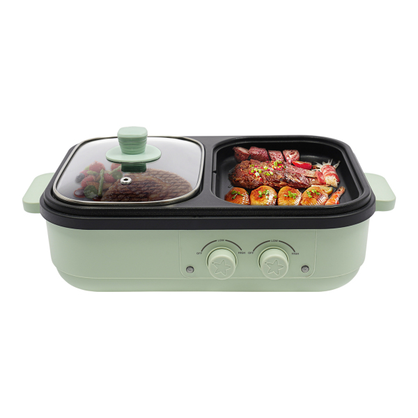 Elektrisch fornuis met grillzone, Multifunctioneel fornuis, 2-in-1 elektrisch fornuis, om te grillen, bakken, enz., 1300W