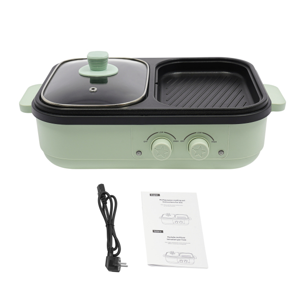 Elektrisch fornuis met grillzone, Multifunctioneel fornuis, 2-in-1 elektrisch fornuis, om te grillen, bakken, enz., 1300W