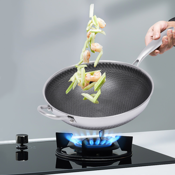 Inductiekoekenpan met deksel, roestvrij staal, 30 cm, vaatwasmachinebestendig, antiaanbaklaag